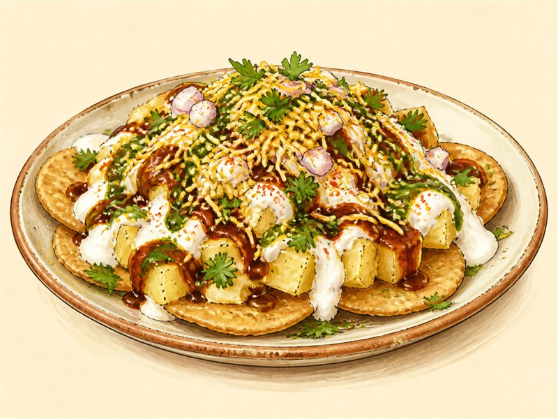 Illustrated Aloo Papadi Chaat from VALAM FOODS in Iselin, NJ