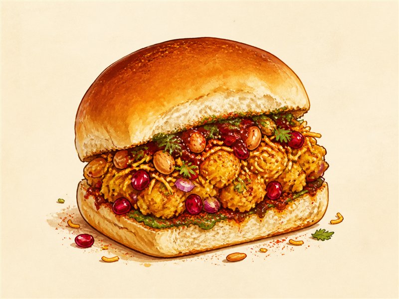 Illustrated Dabeli from VALAM FOODS in Iselin, NJ
