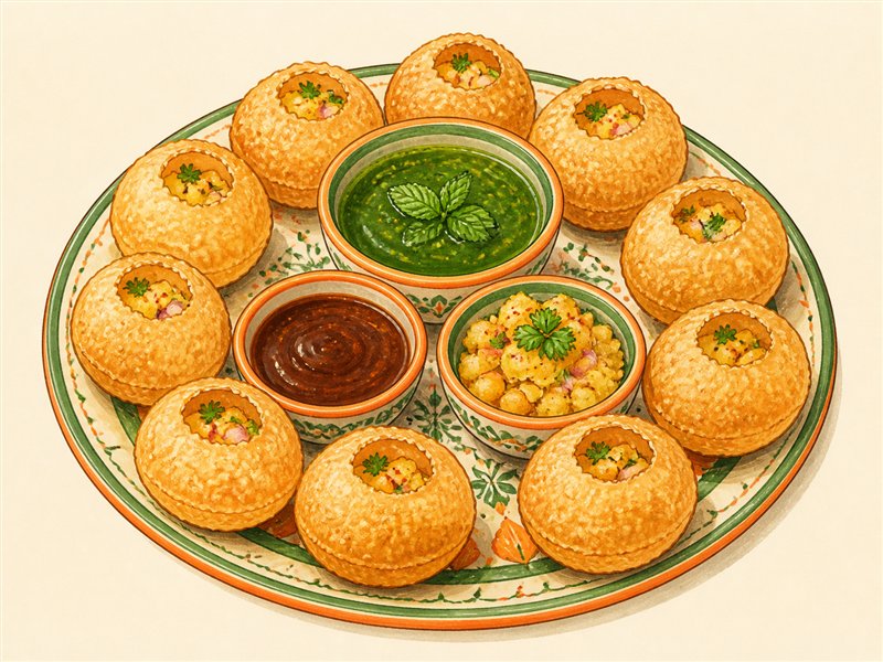 Illustrated Pani Puri from VALAM FOODS in Iselin, NJ