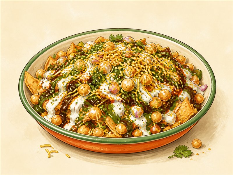 Illustrated Samosa Chaat from VALAM FOODS in Iselin, NJ