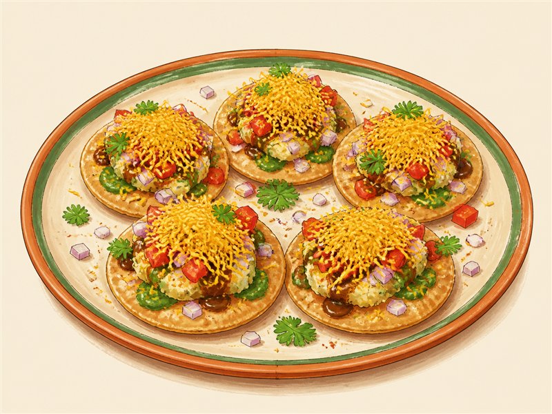Illustrated Sev Puri from VALAM FOODS in Iselin, NJ
